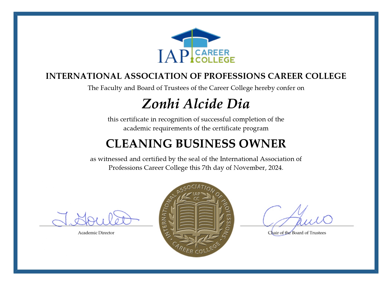 Certification nettoyage